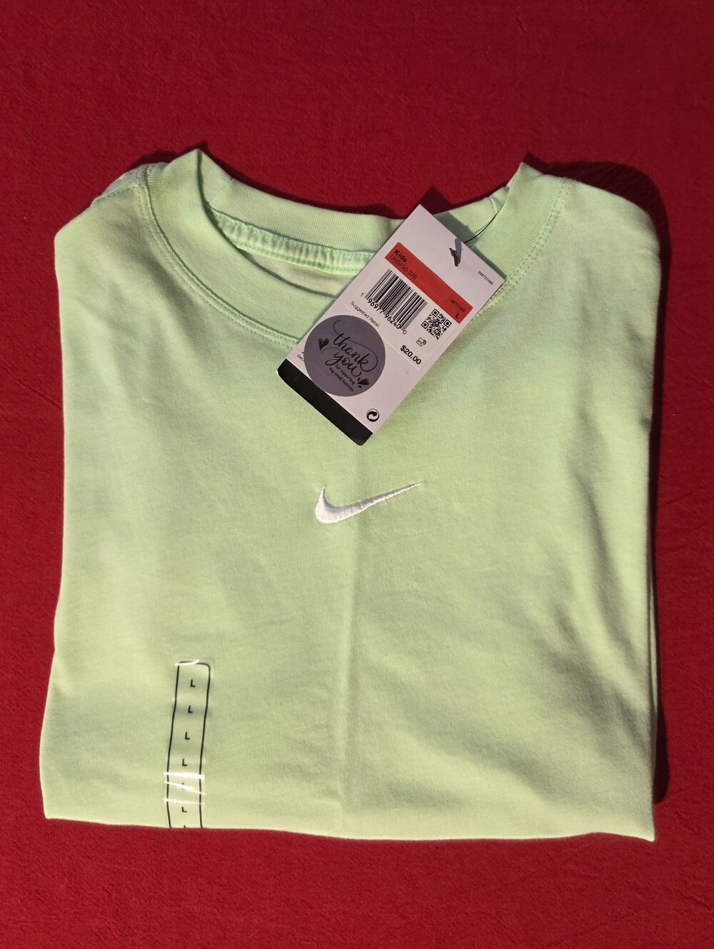 Nike Kids Light Green Short Sleeve Tee with White Swoosh